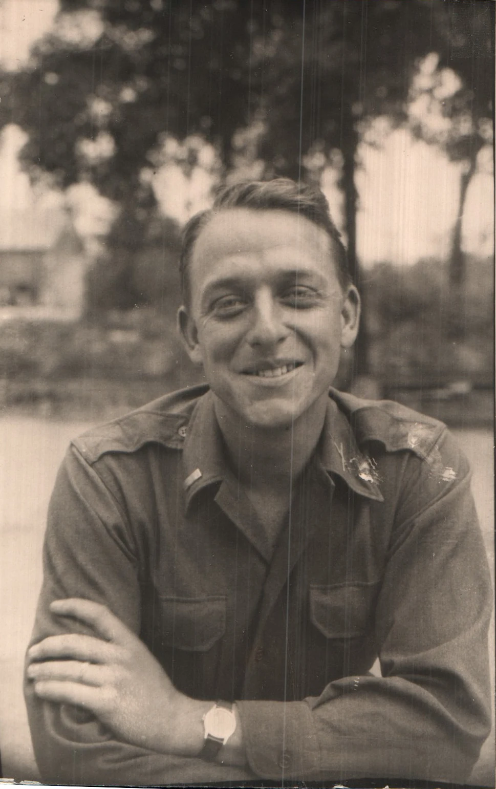 A WWII-era portrait of a young man in military uniform, David Winborn "Big Goose" Wilkins (b.1920), around 1945
