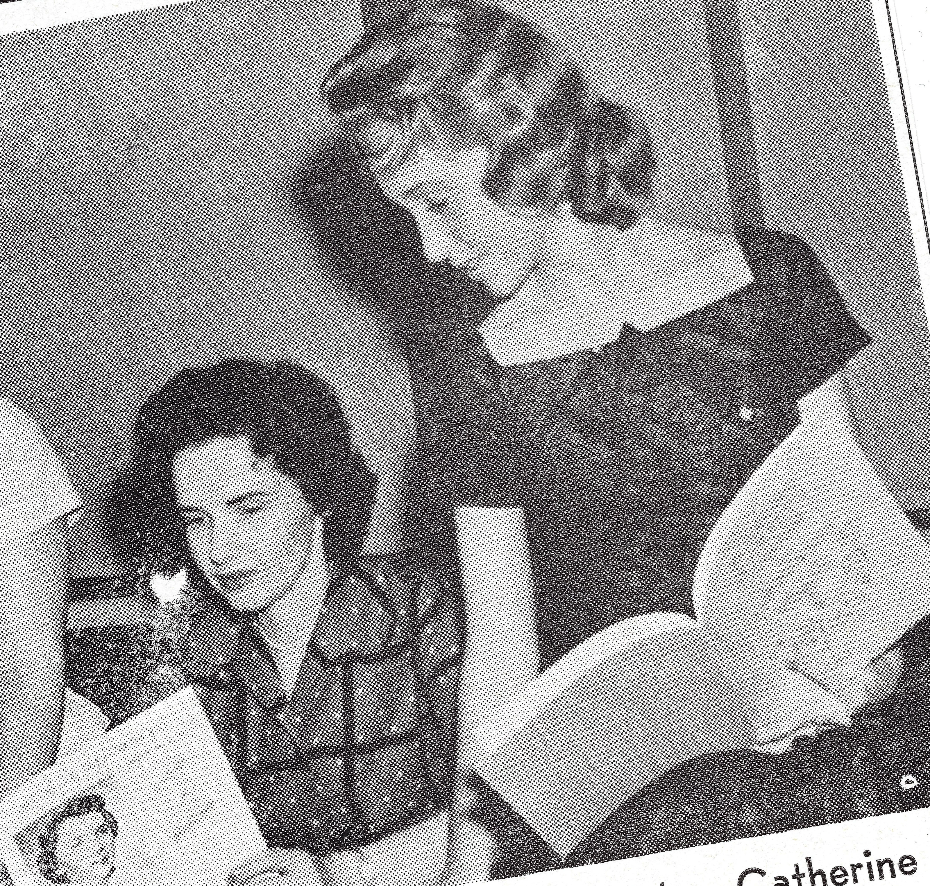 A newspaper clipping showing Gruzel (b.1924) and another woman reading sheet music together, around 1965