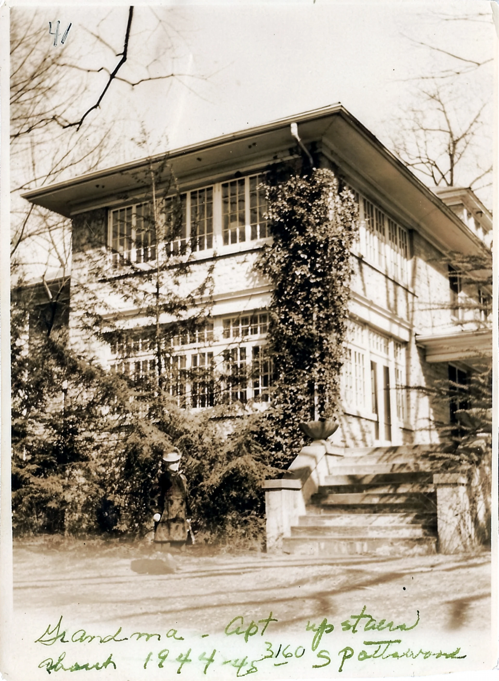 Alconia's upstairs apartment, photographed around 1944 to 1945