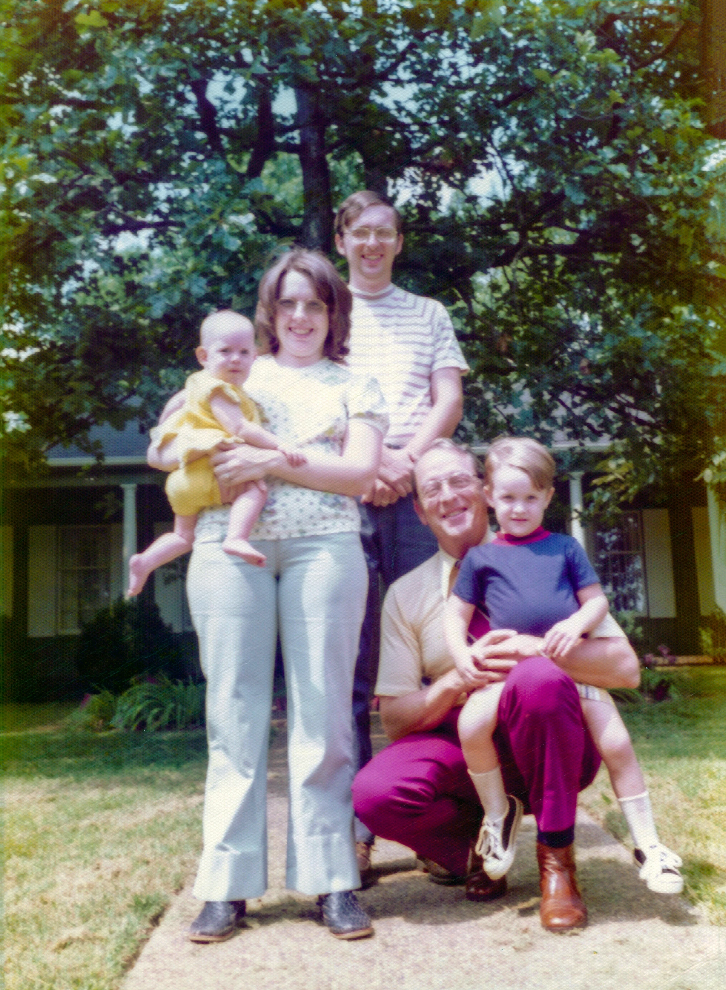 Jimmy, Cacky, Jennifer, Yancey, and Big Goose gathered together in 1975